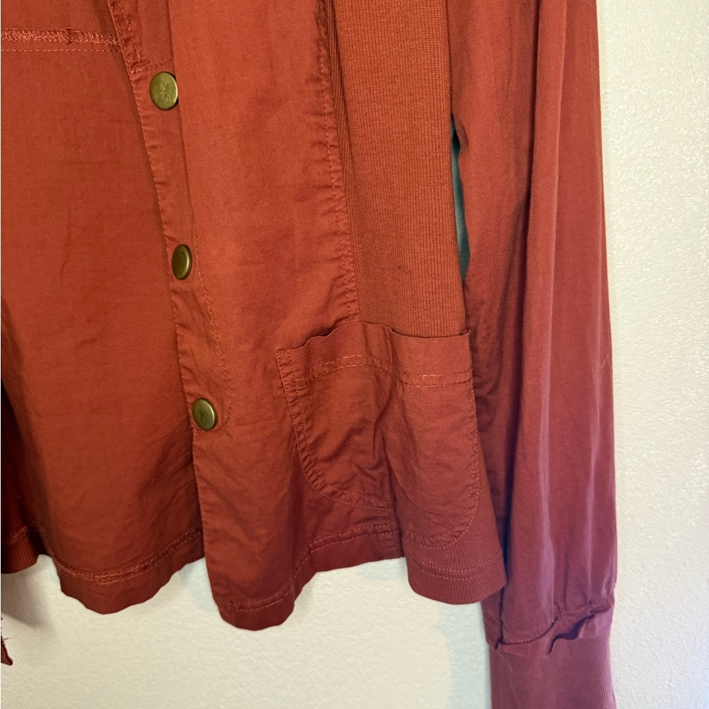 XCVI Lightweight Button-Front Jacket in Rust - Picture 3 of 6
